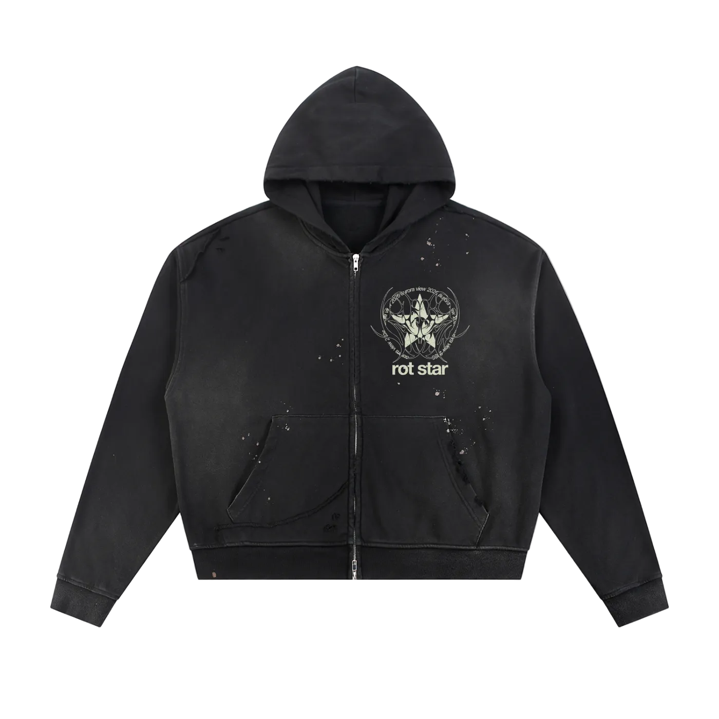 rot star zip hoodie