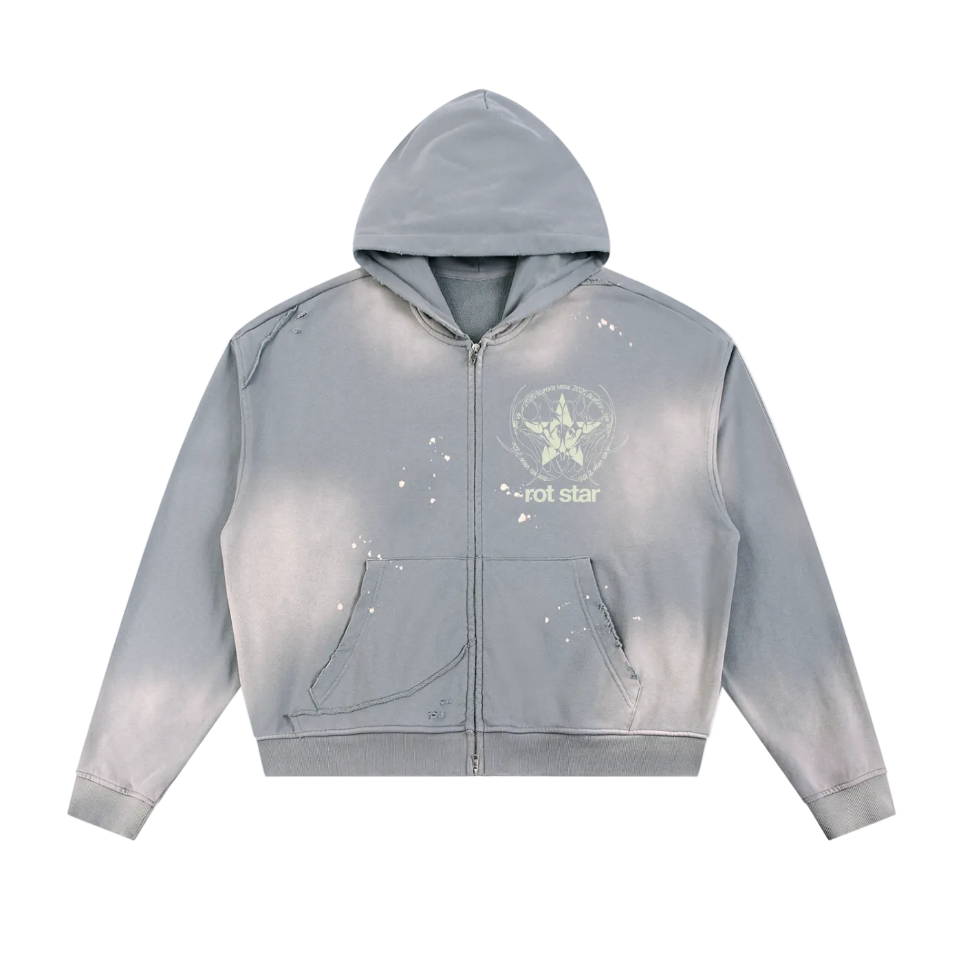 rot star zip hoodie
