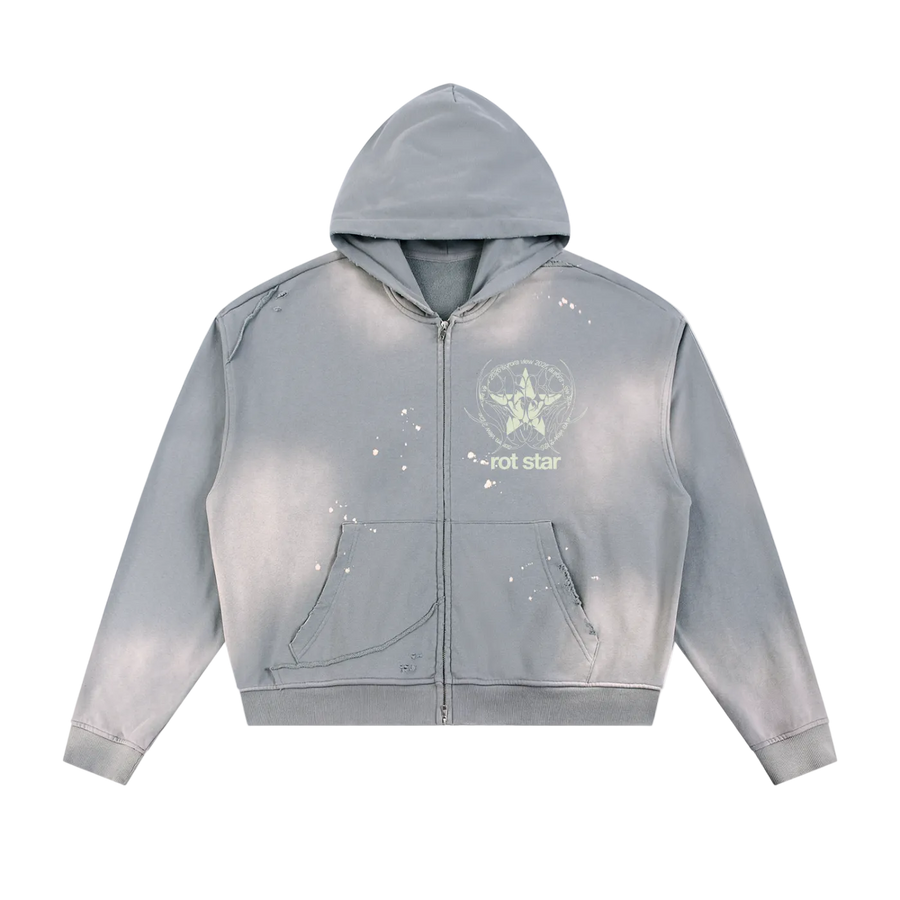 rot star zip hoodie